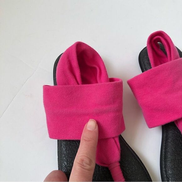Sanuk sling back yoga sandals hot pink with black soles woman’s size 5 - Picture 2 of 7